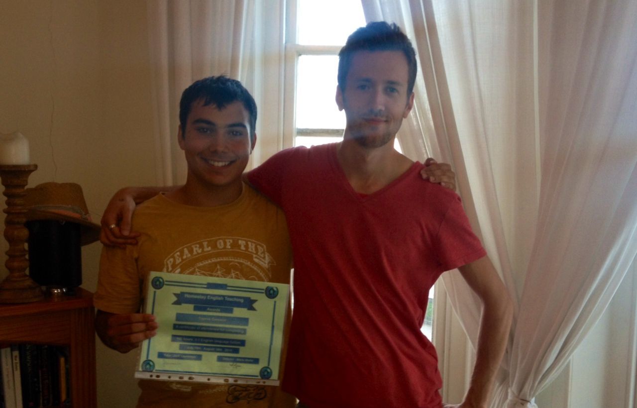 photo 5-1 - This is Topack from Germany. He did a two-week intensive English language course with one of our best tutors Jack,who lives by the seafront in Hastings